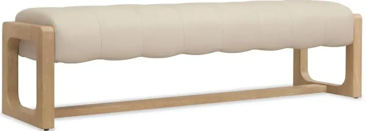 Xavier Modern Classic Cream Leather Brown Oak Bedroom Bench