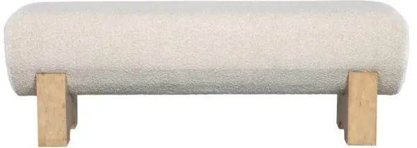 Isaac Modern Classic Cream Boucle Performance Light Oak Bedroom Bench