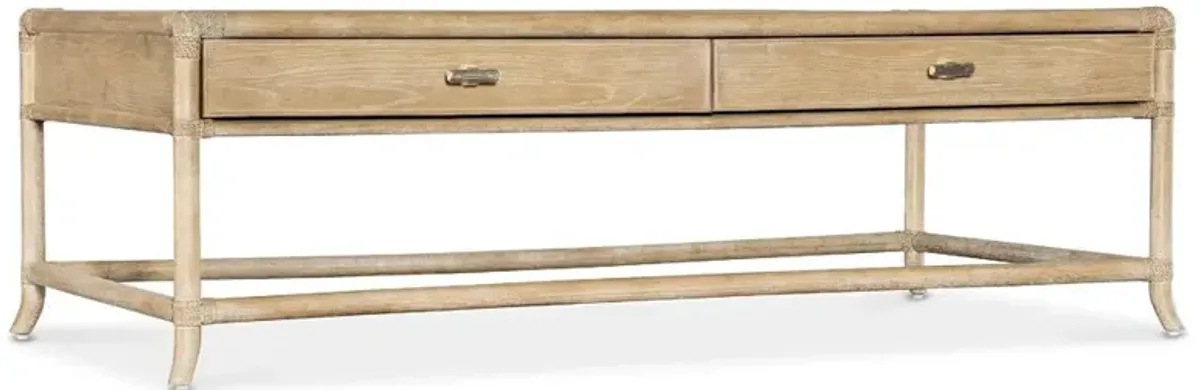 Nigel Coastal Beach Light Oak Rectangular Storage Coffee Table