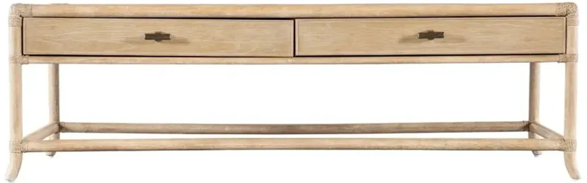 Nigel Coastal Beach Light Oak Rectangular Storage Coffee Table