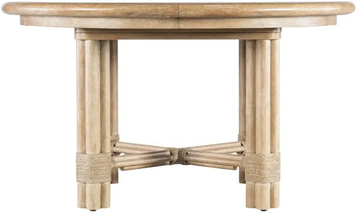 Nigel Coastal Beach Light Oak Round Extendable Dining Table - 54-74"