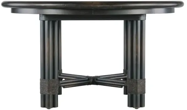 Nigel Coastal Beach Dark Oak Round Extendable Dining Table - 54-74"