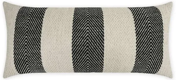 Vida Coastal Beach Black Striped Indoor Outdoor Lumbar Pillow - 12x24