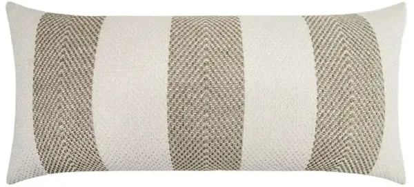 Vida Coastal Beach Beige Striped Indoor Outdoor Lumbar Pillow - 12x24