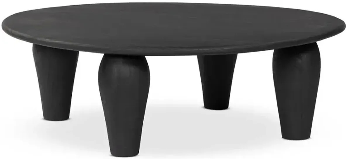 Amina Modern Classic Black Reclaimed Wood Round Coffee Table - 50"