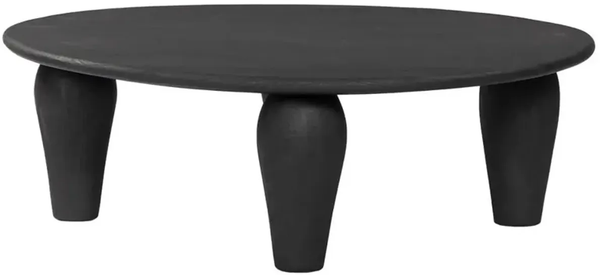 Amina Modern Classic Black Reclaimed Wood Round Coffee Table - 50"