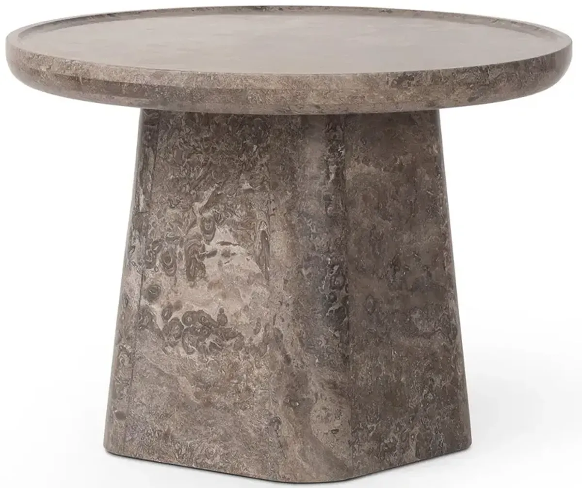 Barley Modern Classic Warm Grey Marble Round Coffee Table