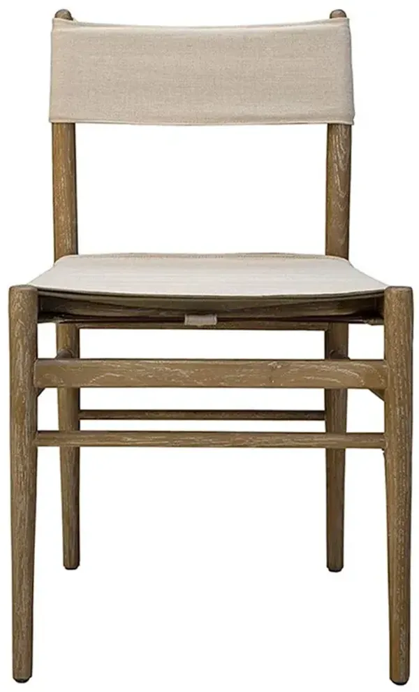 Penny Rustic Lodge Linen Brown Oak Dining Chair