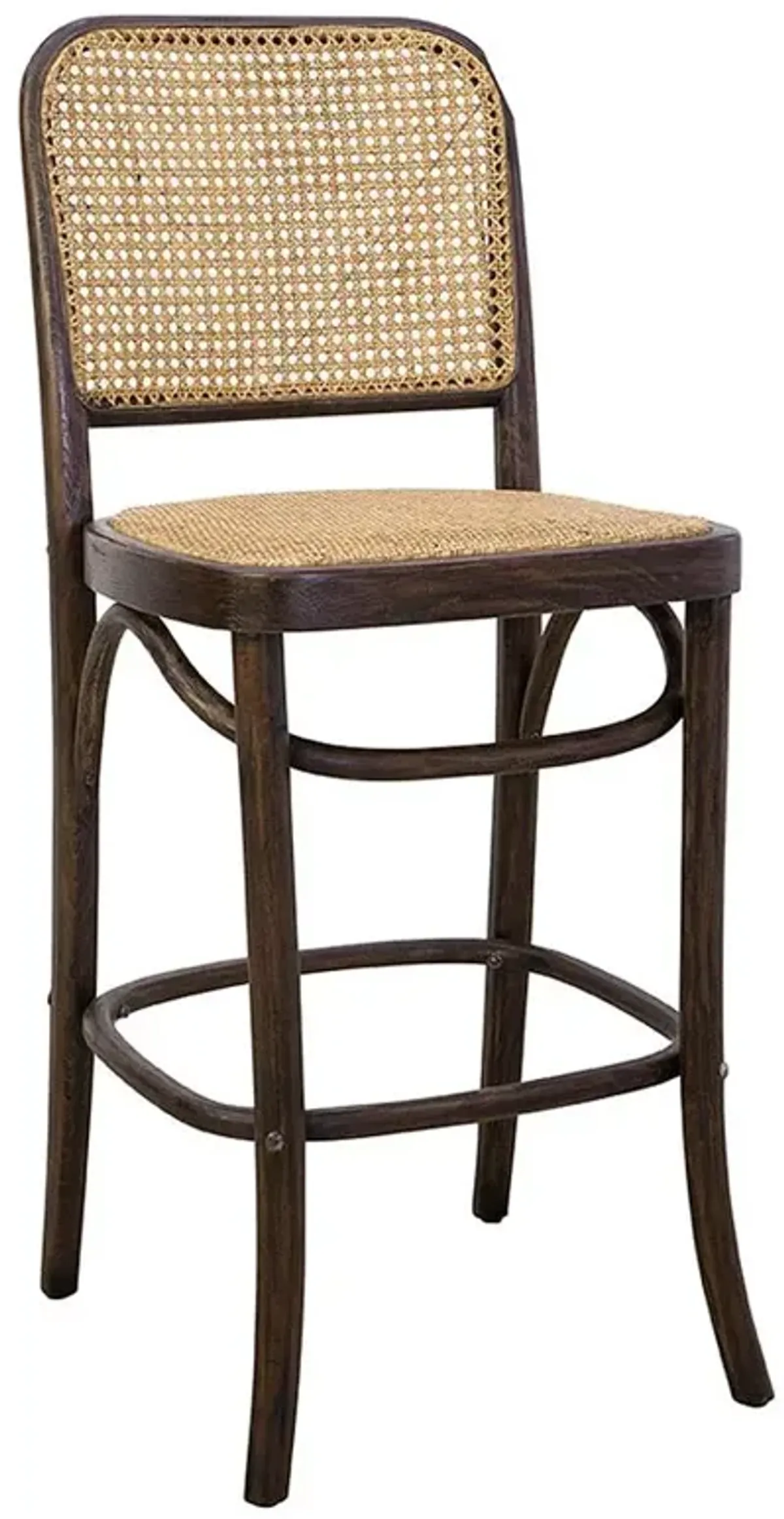 Barrett French Country Woven Cane Brown Wood Counter Stool