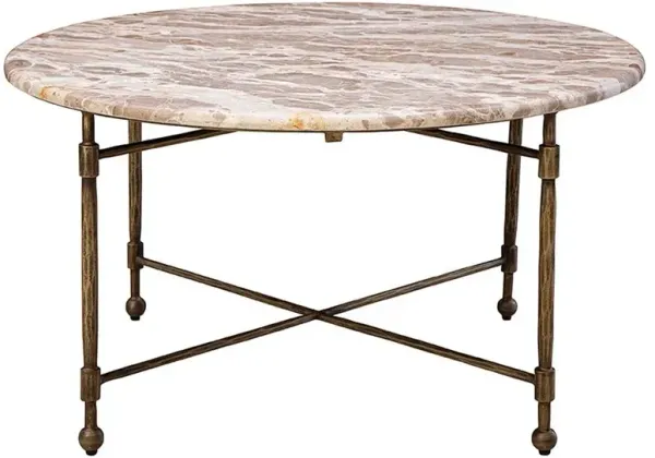 Carson French Country Marble Antique Brass Coffee Table