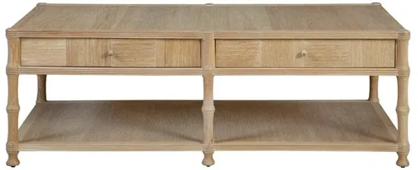 Reed Coastal Beach Brown Oak Rectangular Storage Coffee Table