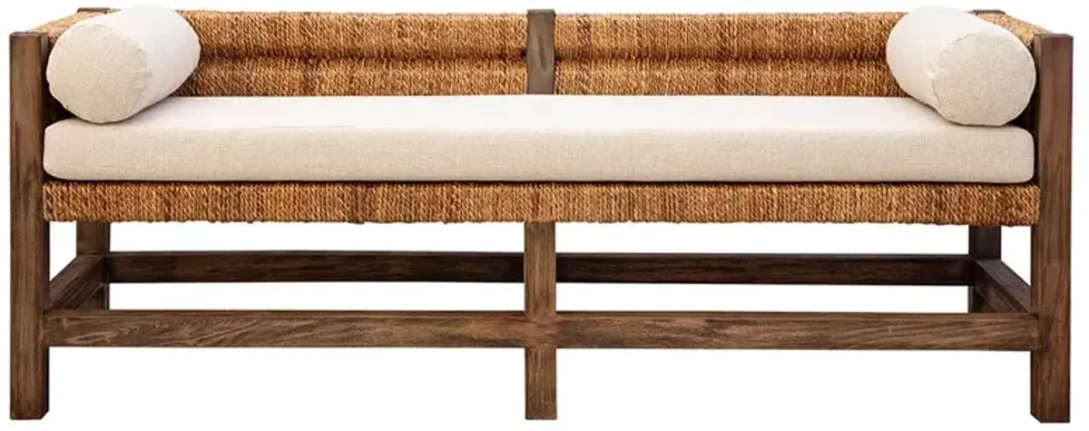 Georgina Coastal Beach Cream Performance Woven Wood Settee