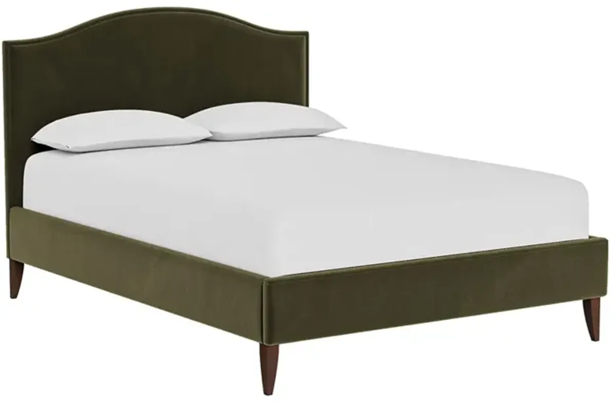 Griffin Boxwood Green Performance Velvet Bed - Queen