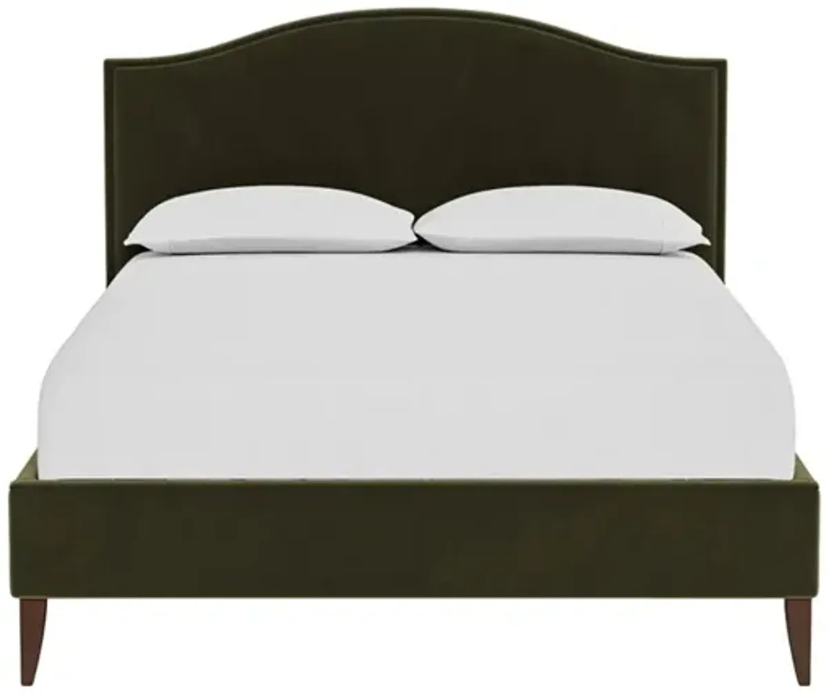 Griffin Boxwood Green Performance Velvet Bed - Queen