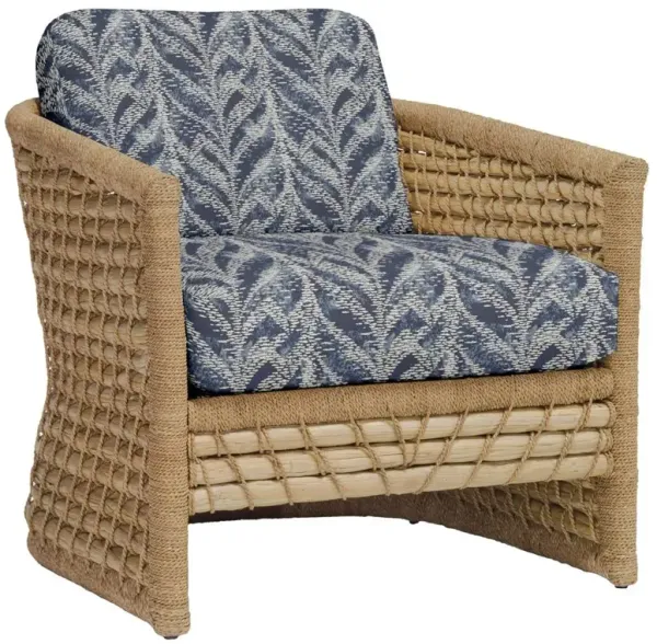 Palecek Capitola Coastal Natural Rattan Indigo Performance Barrel Lounge Chair