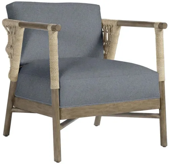 Palecek Colton Coastal Blue Performance Brown Wood Lounge Chair