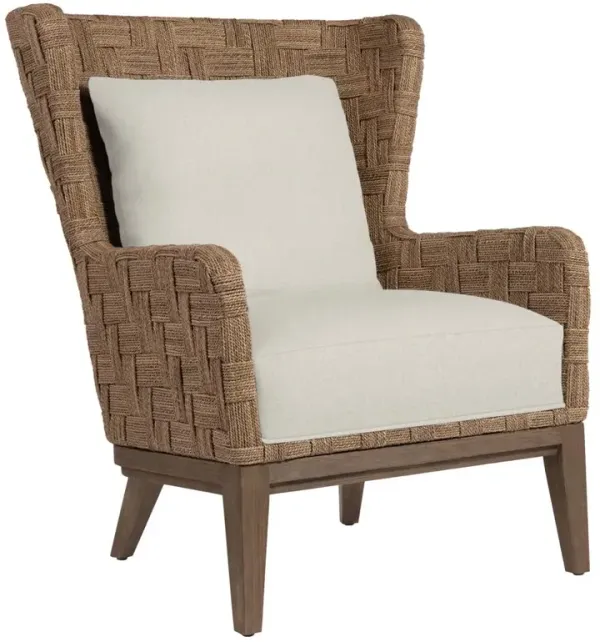 Palecek Dillon Beige Performance Natural Wood Woven Abaca Rope Wing Chair