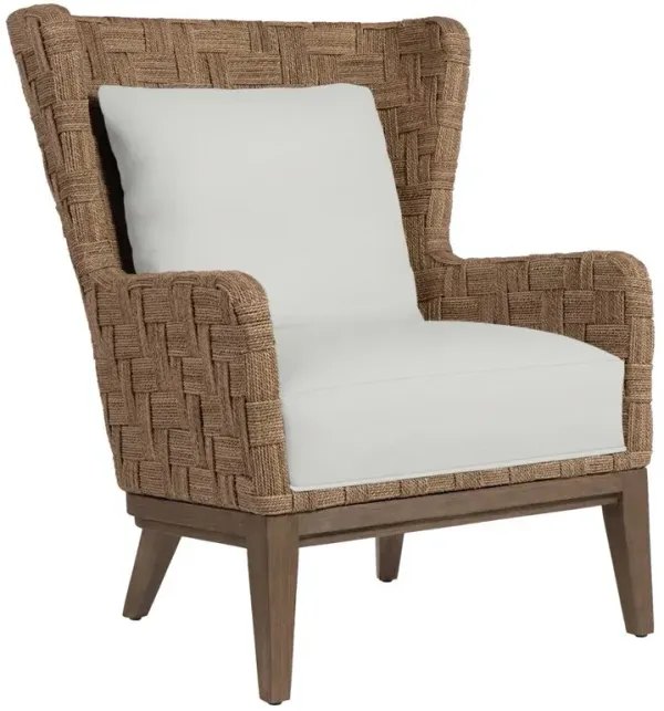 Palecek Dillon White Performance Natural Wood Woven Abaca Rope Wing Chair