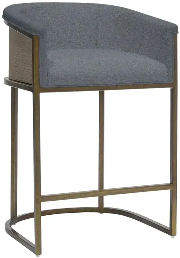 Palecek Donovan Modern Classic Blue Performance Gold Metal Counter Stool