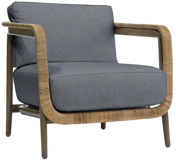 Palecek Duvall Coastal Blue Performance Hardwood Rattan Arm Chair