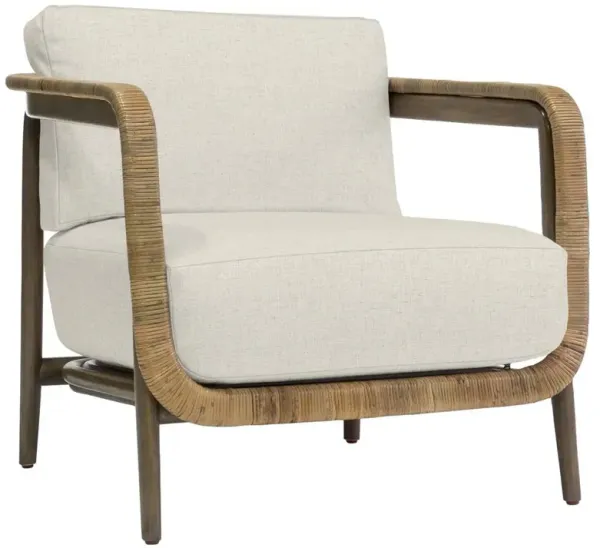 Palecek Duvall Coastal Beige Performance Hardwood Rattan Arm Chair