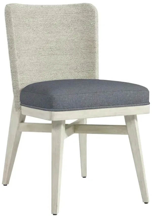 Palecek Francis Coastal Blue Performance Whitewash Woven Rope Dining Chair