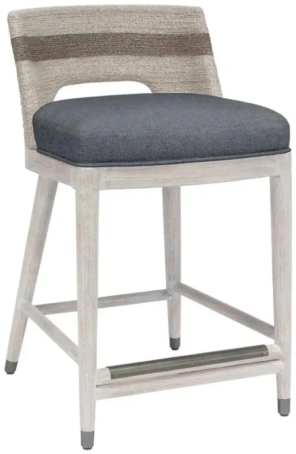 Palecek Fritz Coastal Beach Blue Performance Wood Counter Stool