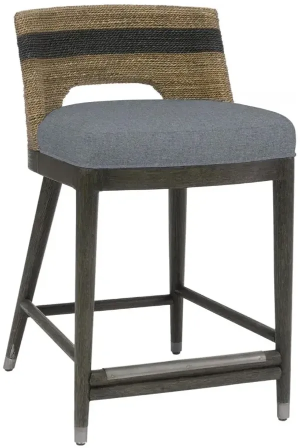 Palecek Fritz Coastal Beach Blue Performance Woven Rope Counter Stool