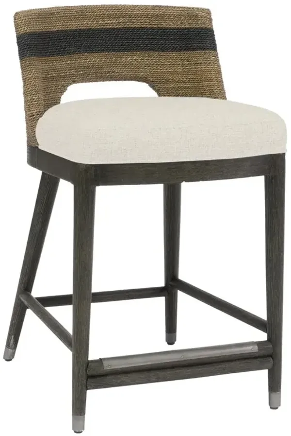 Palecek Fritz Coastal Beach Beige Performance Woven Rope Counter Stool