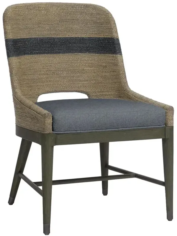 Palecek Fritz Coastal Beach Blue Performance Woven Rope Dining Chair