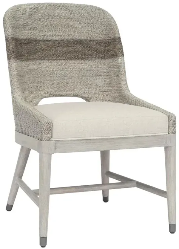 Palecek Fritz Coastal Beige Performance Fog White Lampakanai Rope Dining Chair