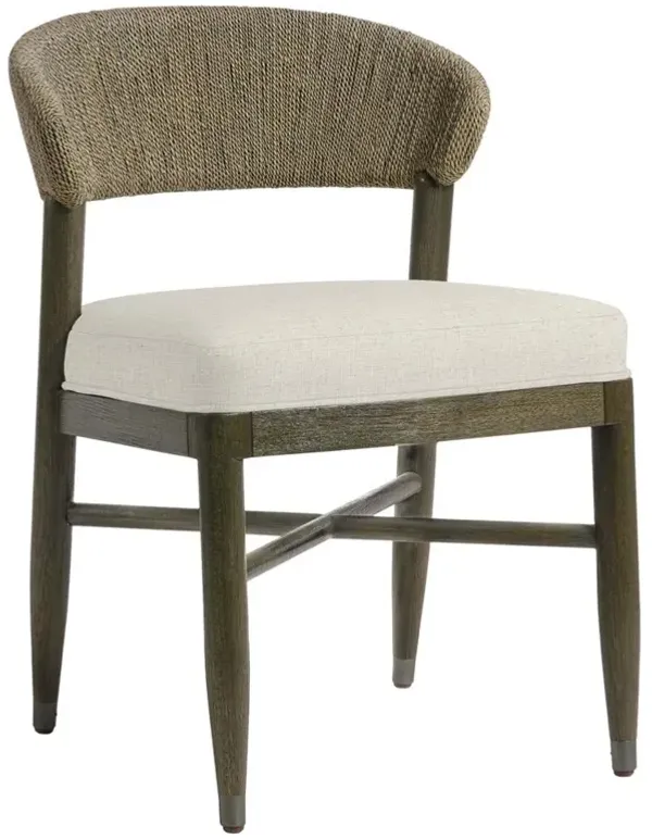 Palecek Gordon Coastal Beach Beige Performance Ash Grey Rope Dining Chair