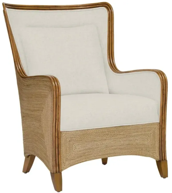 Palecek Kingston Coastal Beige Performance Natural Wood Seagrass Rope Wing Chair