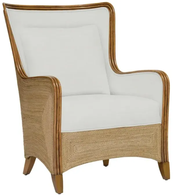 Palecek Kingston Coastal White Performance Natural Wood Seagrass Rope Wing Chair