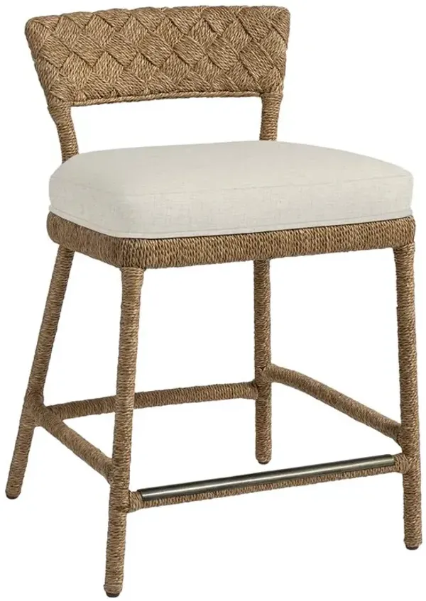 Palecek Lance Coastal Beach Beige Performance Natural Woven Rope Counter Stool