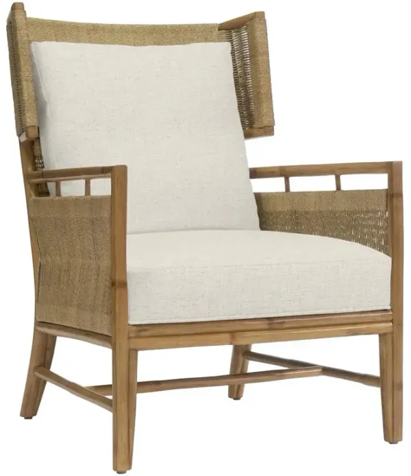 Palecek Owen Coastal Beige Performance Natural Rattan Woven Abaca Wing Chair