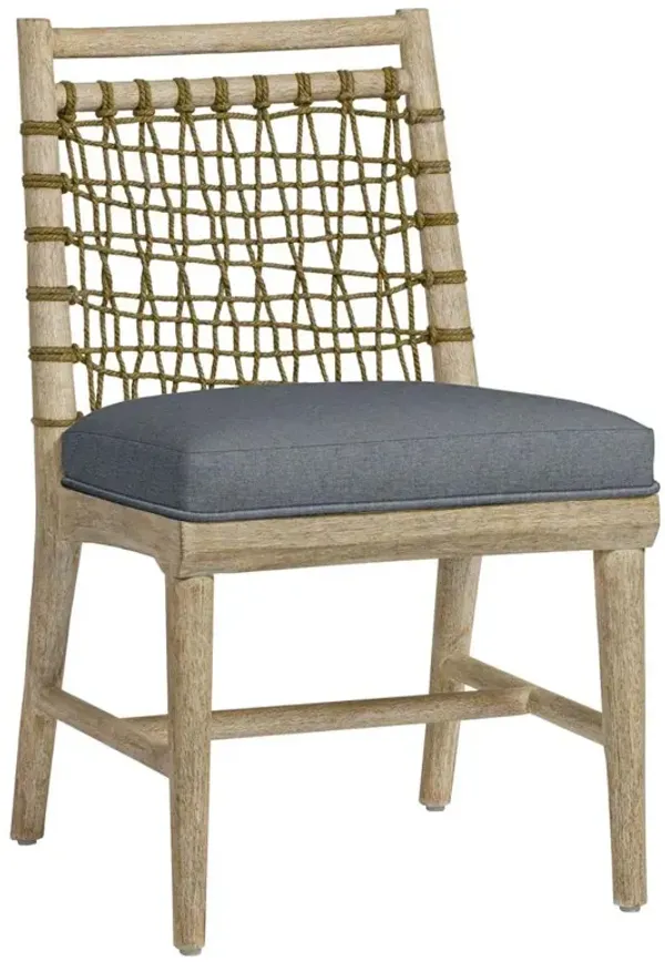 Palecek Pratt Coastal Blue Performance Whitewash Wood Jute Rope Dining Chair