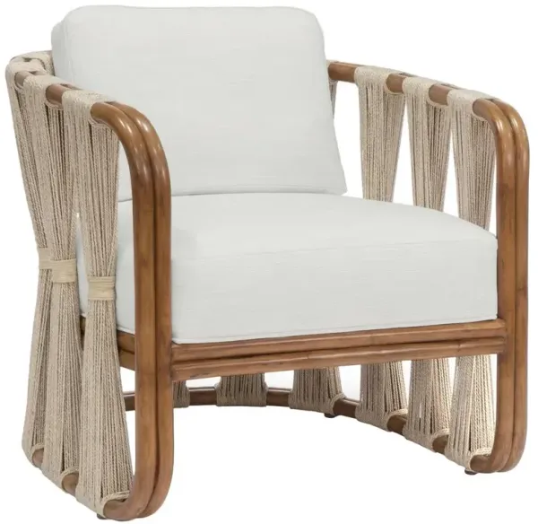Palecek Strings Attached White Performance Rattan Natural Abaca Rope Lounge Chair