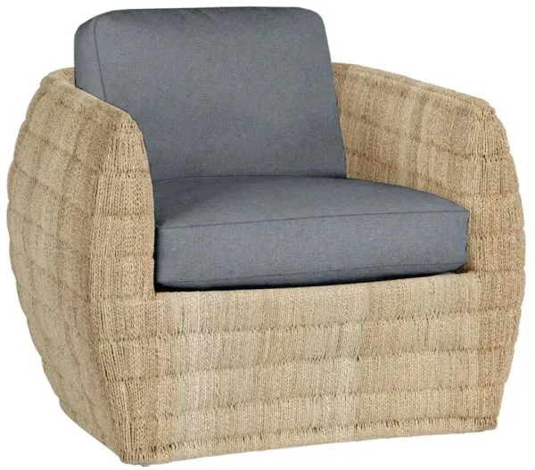 Palecek Ventura Blue Performance Natural Lampakanai Rope Swivel Arm Chair