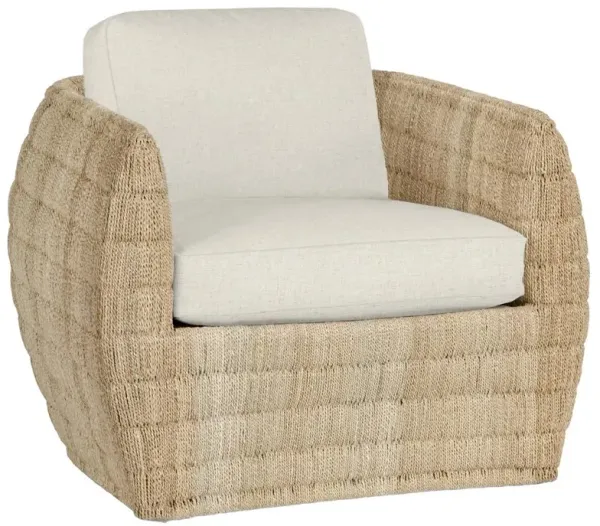 Palecek Ventura Beige Performance Natural Lampakanai Rope Swivel Arm Chair