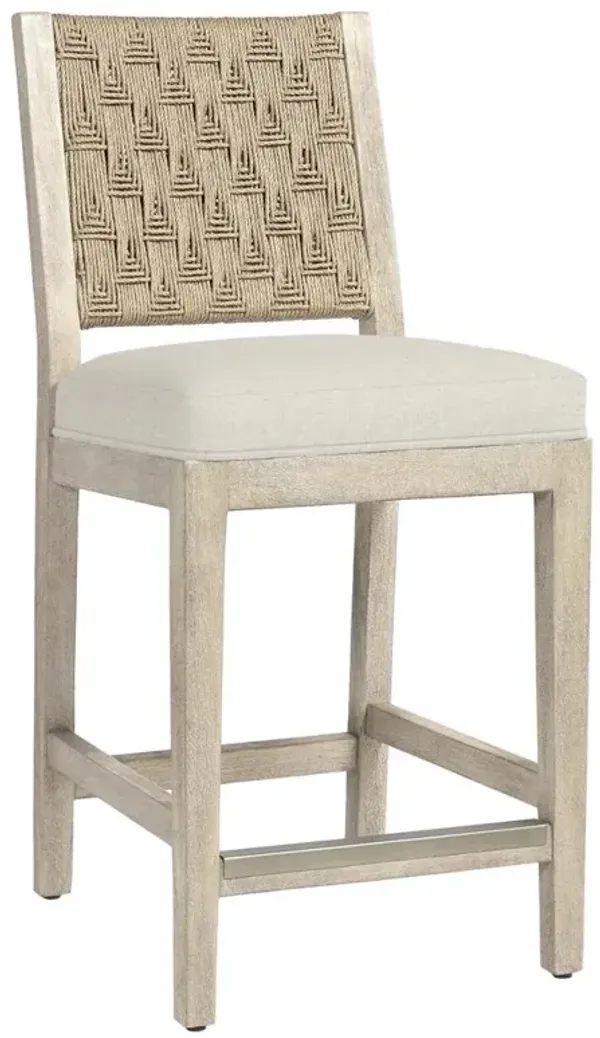 Palecek Waterbury Coastal Beach Beige Performance Natural Wood Counter Stool