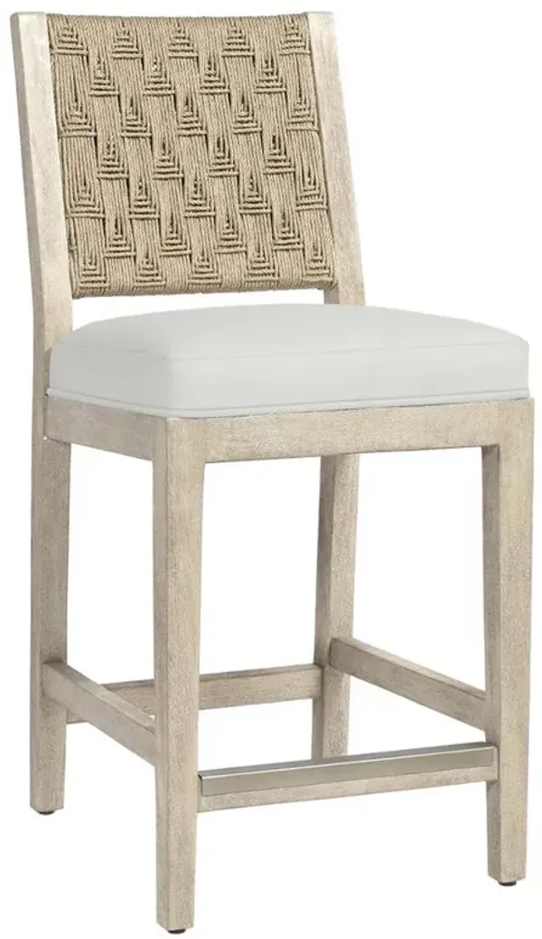 Palecek Waterbury Coastal Beach White Performance Natural Wood Counter Stool