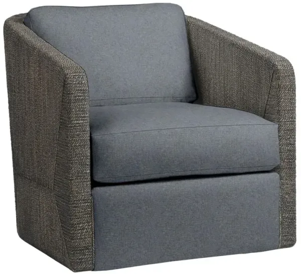 Palecek Carmine Coastal Blue Performance Mocha Wash Woven Rope Swivel Chair