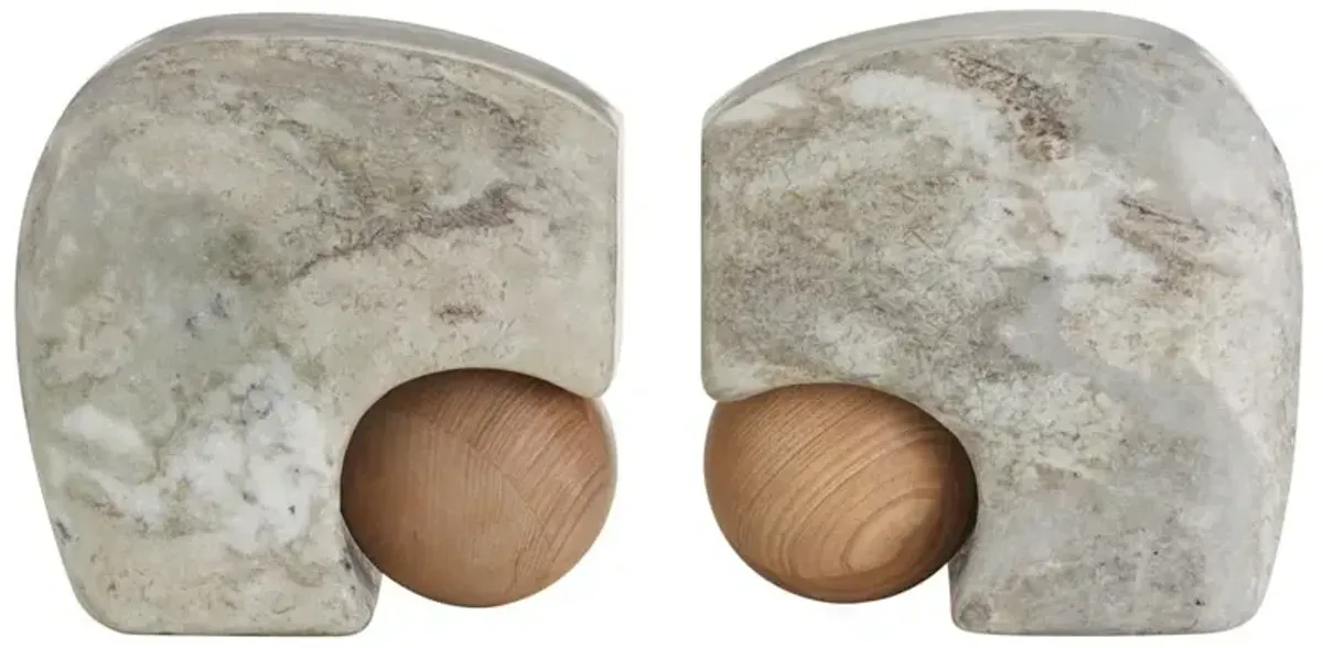 Melt Coastal Grey Marble Wood Bookends