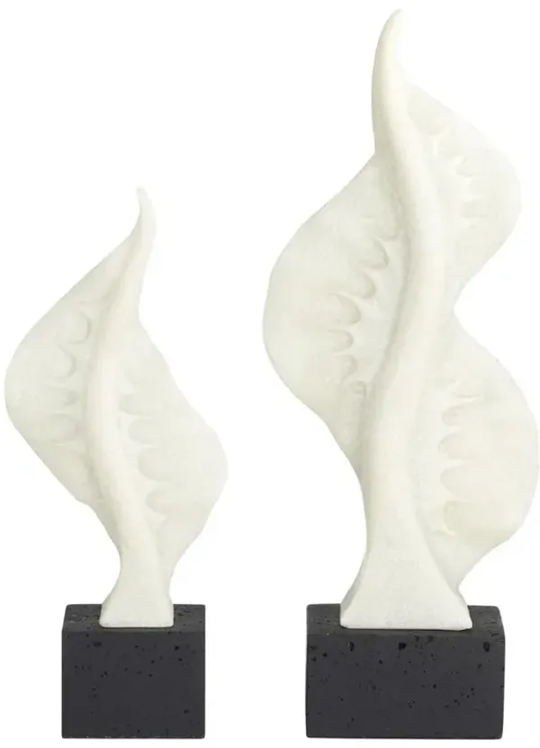 Hiro Coastal Beach Cream Ricestone Sculpture - Set of 2
