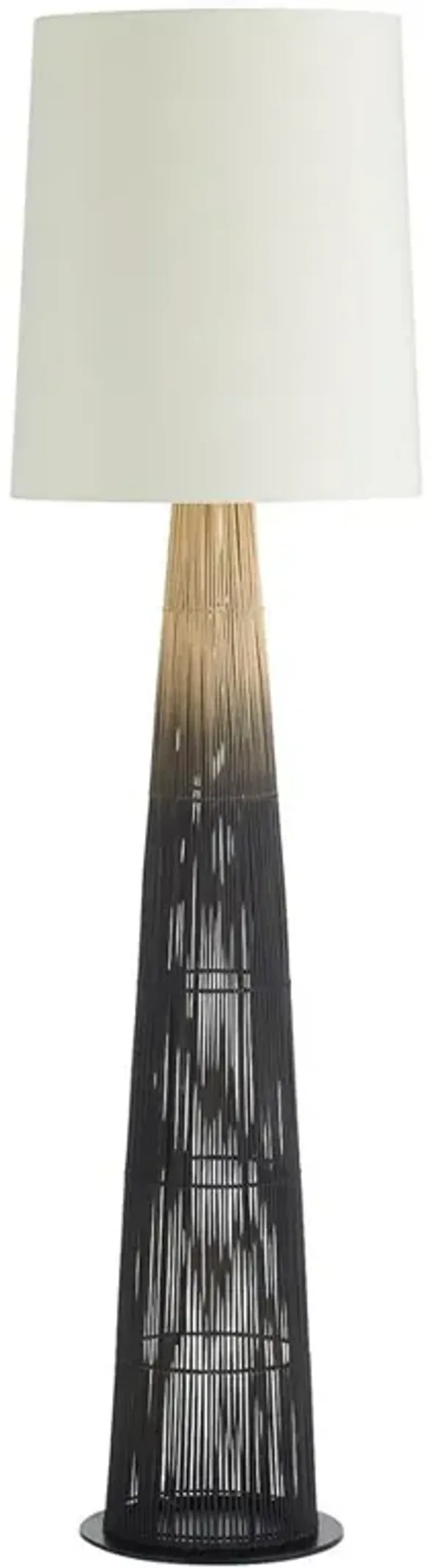 Florence Coastal Beach Black Ombre Buri Midrib Floor Lamp