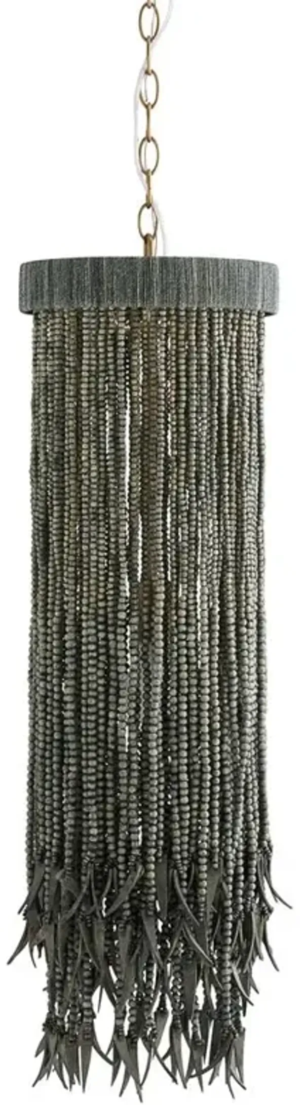 Baja Coastal Beach Dark Grey Beaded Wood Pendant