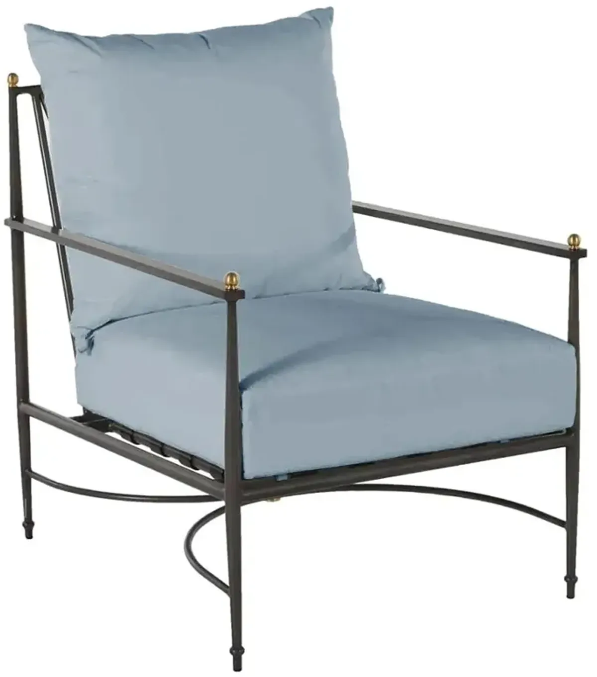 Roma Blue Sunbrella Slate Grey Aluminum Outdoor Lounge Chair