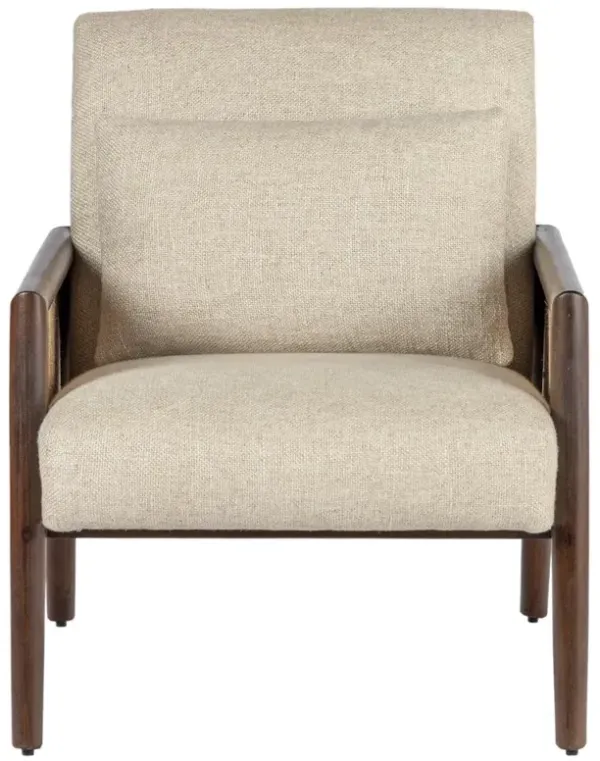 Lando Rustic Lodge Beige Cane Wood Arm Chair
