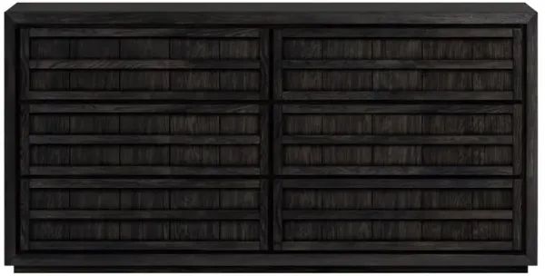 Maisy Rustic Lodge Charcoal Oak Wood Textured Double Dresser
